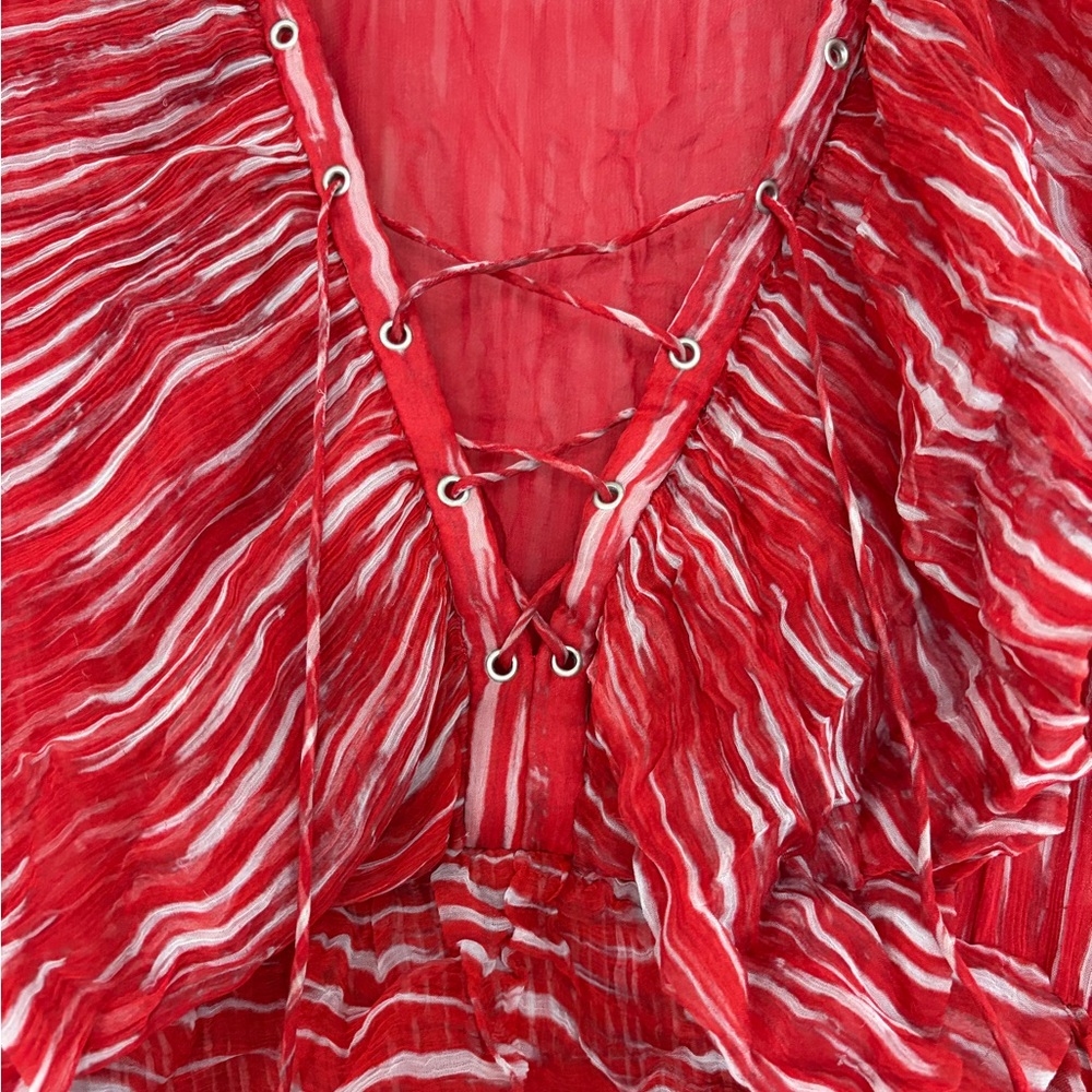 IRO Red Ruffled Mini Dress - Picture 3 of 6